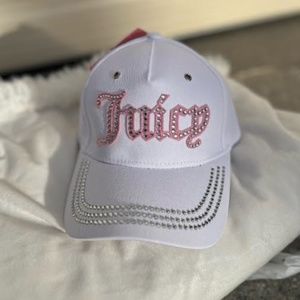Juicy Couture Rhinestone Hat White Pink One Size New With Tags